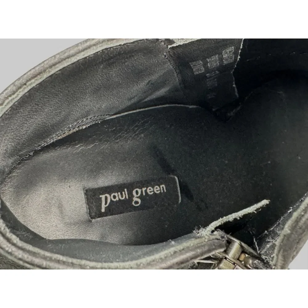 Paul‎ Green Malibu Sliced Zip Bootie Women 5.5 US 8 EUC Block Hill Suede Black